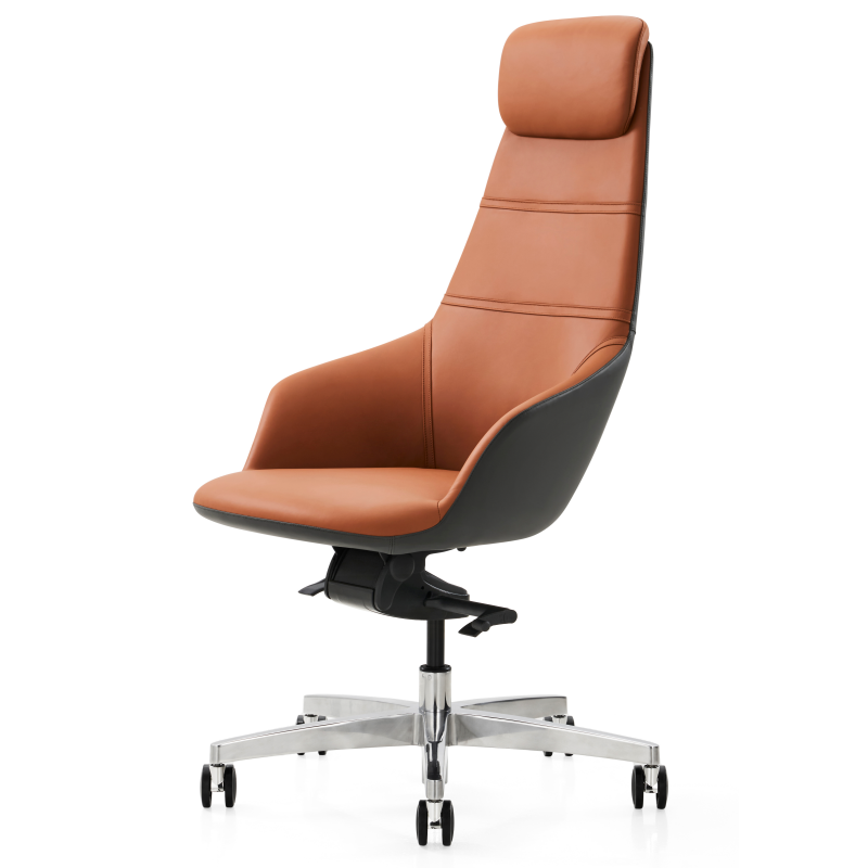 Silla de oficina de cuero ergonómico PM05H - Silla de escritorio cómoda, ajustable y elegante durante largas horas