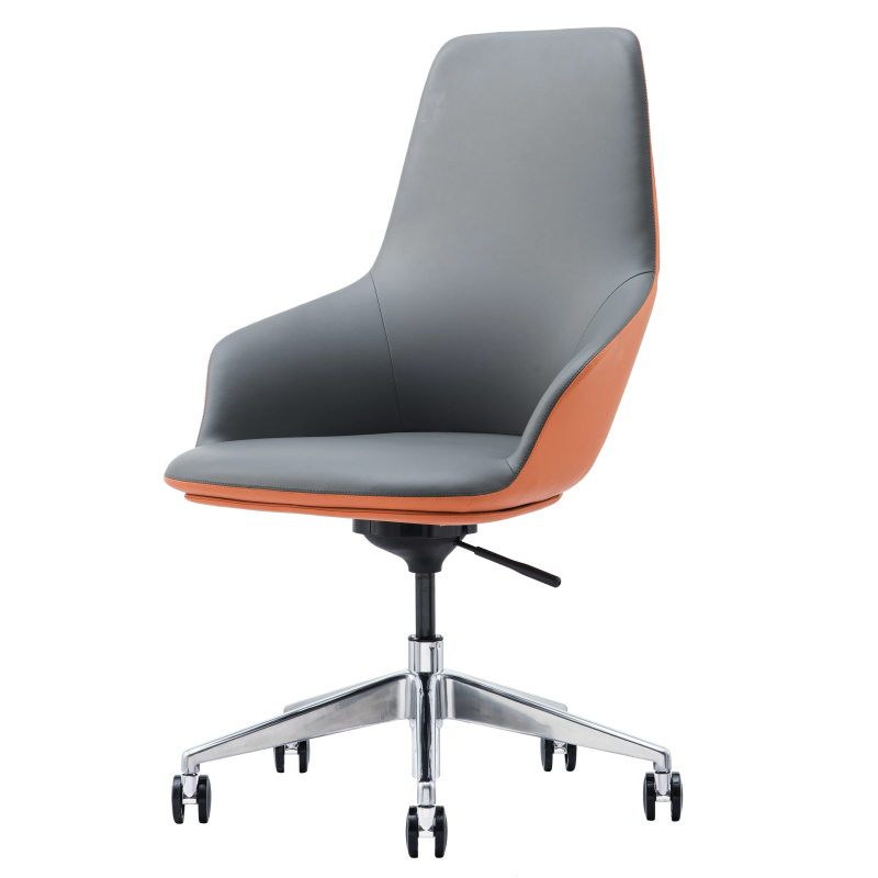 Silla de oficina de cuero ergonómico PK-102B: Silla ejecutiva ajustable, alta y cómoda para el hogar/oficina