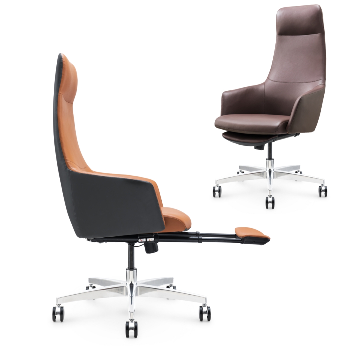 La máxima comodidad: silla de oficina de cuero ergonómico PM03F-16L con reposapiés