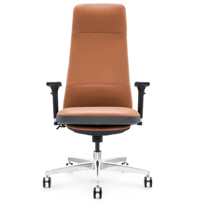 Silla de oficina de cuero ergonómico S02AF-16L con reposapiés para mayor comodidad y relajación