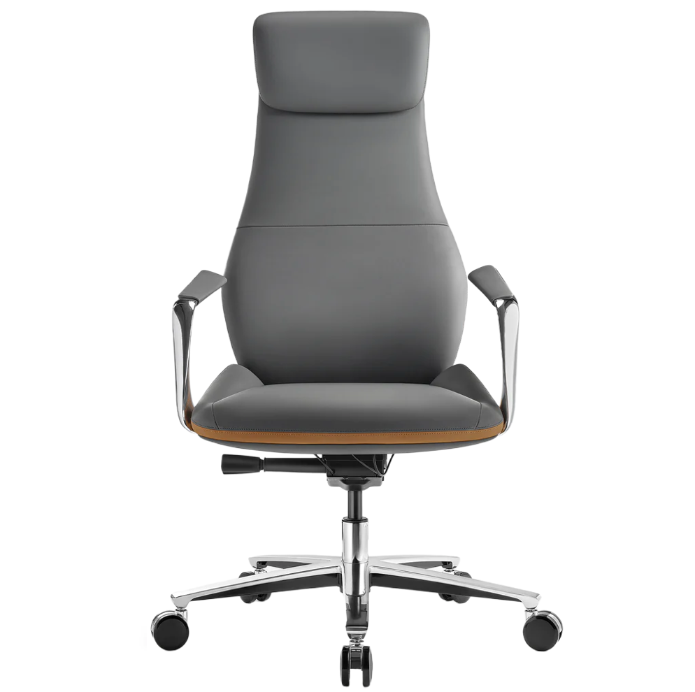 Full-grain leather upholstery, polished aluminum details